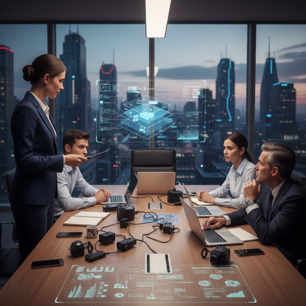 AI generated graphic of a sales meeting