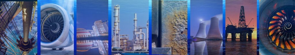 Images suggesting the uses for optical sensors for Aerospace, Energy, Chemical Processing and Research in harsh environments